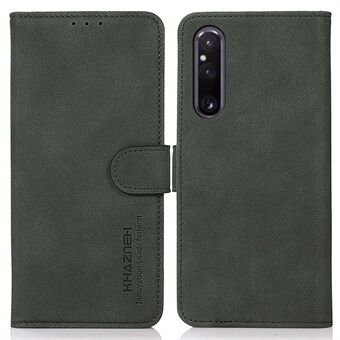 KHAZNEH For Sony Xperia 1 V Anti-fading lær telefonveske Stand lommebokdeksel med teksturert overflate