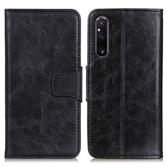 For Sony Xperia 1 V Split Leather Phone Wallet Case Crazy Horse Texture Stand Cell Phone Cover
