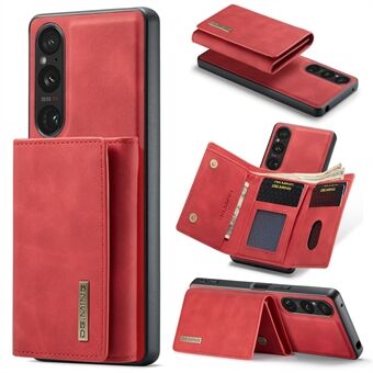 DG.MING M1-serien for Sony Xperia 1 V magnetisk lommebok telefonveske Anti-dråpe Kickstand PC+TPU+PU telefondeksel
