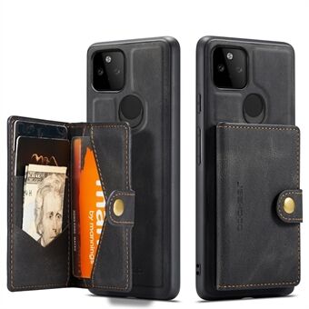 JEEHOOD Lommebok med magnetisk lås, design med avtakbart 2-i-1-telefonveske i skinnbelagt TPU til Google Pixel 5a 5G.