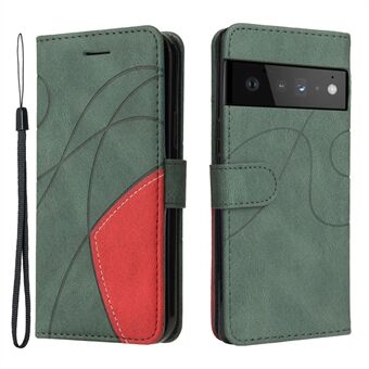 KT Leather Series-1 flerfarget sammensatt PU-lær lommebok-telefonveske med flip stativ og håndleddsrem for Google Pixel 6