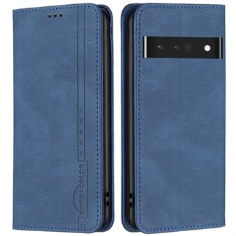 BINFEN COLOR BF Leather Series-5 for Google Pixel 7 Pro RFID-blokkerende lommebok-telefonveske med 08 skjult magnetisk absorpsjon, anti-fall PU-lær-stativomslag.