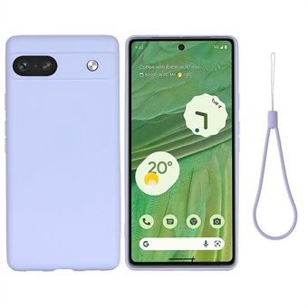 For Google Pixel 7a Liquid Silicone-etui mobildeksel Bump Proof Protector med stropp.