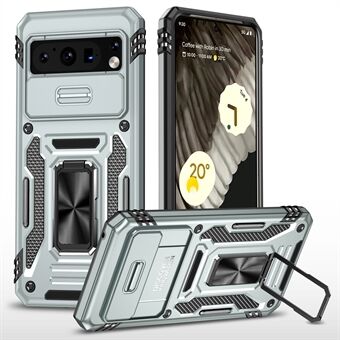 For Google Pixel 8 Pro Armor-serien Kickstand-telefonveske med skyvekamerabeskyttelse PC + TPU-deksel