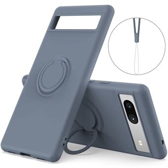 For Google Pixel 7a Ring Kickstand Phone Case Liquid Silicone Protective Cover with Lanyard

For Google Pixel 7a ringstøtte-telefonveske i flytende silikon, beskyttende deksel med snor.