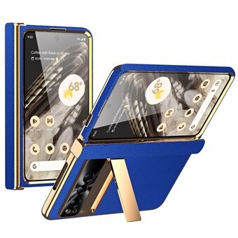 For Google Pixel Fold beskyttende telefonveske med hengsel, laget av PU-skinn + PC og har innebygd stativ, samt herdet glassfilm.