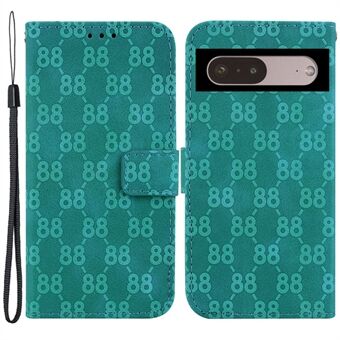 For Google Pixel 7 5G Drop-proof Stand Cover Leather Wallet Phone Case, med dobbel 8-formet avtrykk.