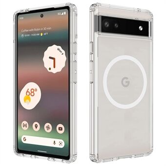 For Google Pixel 6a deksel Gjennomsiktig magnetisk telefonveske Kompatibel med MagSafe