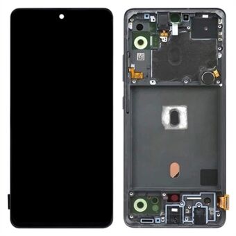 For Samsung Galaxy A51 5G SM-A516 OEM Grade S AMOLED-skjerm og digitaliseringsenhet + rammedel (uten logo) - svart