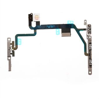 Strøm PÅ/AV og volumknapp Flex-kabel-delbytte med metallplate for iPhone 8 4,7 tommer