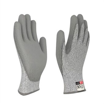 MH-F124 1 par PU-belagte HPPE 5-nivå kuttbestandige hansker Industri Håndbeskyttelse Fullfingerhansker