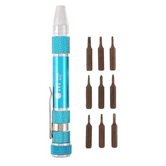 BEST BST-927 9 i 1 S2 Precision magnetisk aluminiumslegeringshåndtak penn med skrutrekkerbits