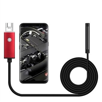 2m Hard Wire USB+Micro USB Endoscope vanntett inspeksjonskamera med 6-LED og 5,5 mm kameralinse for mobiltelefon/datamaskin