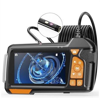 M40 5m Hard Wire 4,5" IPS-skjerm Industrial Borescope 8mm 7-LED Dual-linse Endoscope Camera - Svart+oransje