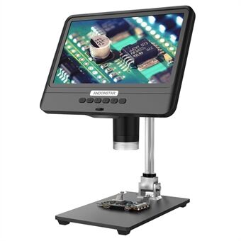 ANDONSTAR AD208 8,5 tommers LCD-skjerm 5X-1200X digitalt mikroskop justerbart mikroskop for reparasjon (batteri inkludert)