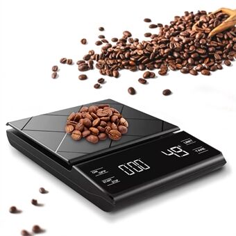 6012 0,3-3000g nøyaktig kjøkken digital kaffevekt Hjemmebatteridrevet LCD-skjerm Matlaging Baking Matvekt med timerfunksjon