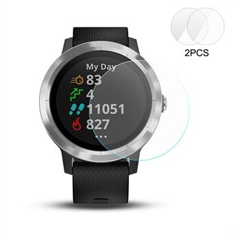 2 stk HAT Prince 0.2mm 9H 2.15D Arc Edge Tempered Glass Screen Protector Guard Film for Garmin Vivoactive 3