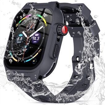 SHELLBOX For Apple Watch Series 7 41 mm IP68 vanntett etui med silikonklokkerem Smart Watch Protector erstatningsrem