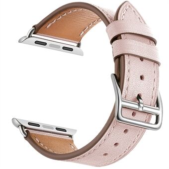 Ekte skinn Coated Smart Watch Band for Apple Watch Series 6 / SE / 5/4 40mm / Series 3/2/1 38mm- Pink