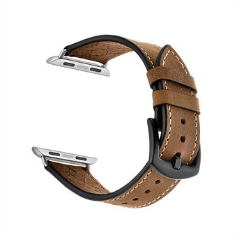 Grid Style Crazy Horse Skin ekte skinn Smart klokkerem til Apple Watch SE / Series 6/5/4 44mm / Series 3/2/1 42mm