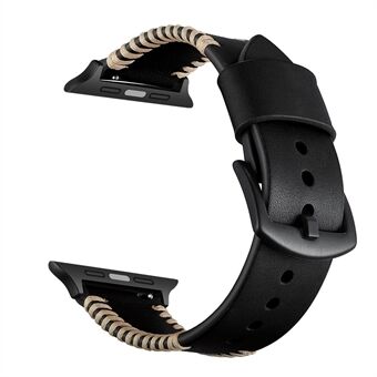 Reserve Ribber Style Leather Coated Smart Watch Strap Erstatning for Apple Watch Series 3 2 1 38mm / Series 6 SE 5 4 40mm