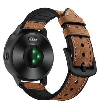 20 mm ekte lærbelagt silikon Smart Watch Band for Garmin Vivoactive 3 / Vivomove HR