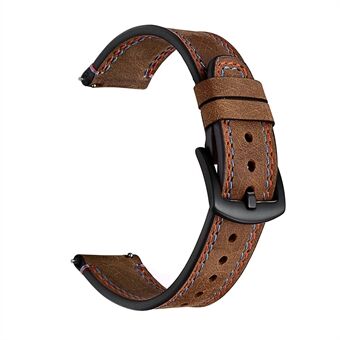 22mm dobbeltsømdesign ekte skinn Crazy Horse-tekstur klokkerem for Huawei Watch GT / Watch 2 / Watch Magic