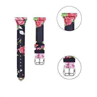 18 mm blomstermønster i ekte skinnbelagt smartklokke erstatningsbånd for Smart Mi Watch - Style A