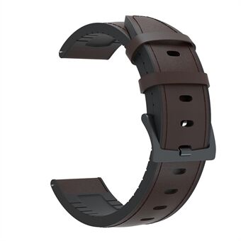 20mm ekte lær + silikon hybrid klokkerem svart spenne til Huawei Watch GT 2 42mm