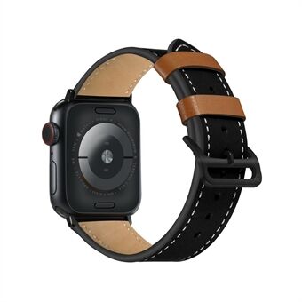Fresh kontrastfarge klokkerem i ekte lær til Apple Watch Series 6 SE 5 4 44mm, Series 3/2/1 42mm