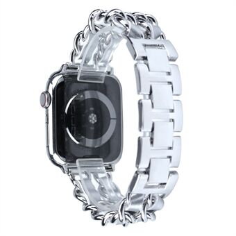 Utskifting av metall + PU lær Smart Watch Band Rem for Apple Watch Series 4/5/6 / SE 44mm / Series 1/2/3 42mm