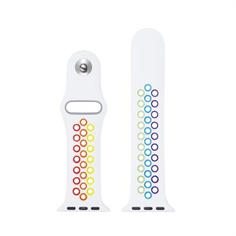 Holes Style Rainbow Silicone Watch Strap for Apple Watch Series 6 SE 5 4 44mm / Series 3 2 1 42mm