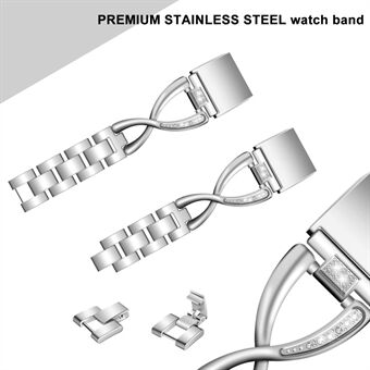 Diamond Decor Zinc Alloy Chain Watch Strap for Fitbit Charge 2