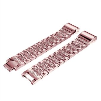 Zinc Alloy Strap Replacement Rhinestone Decor Watch for Fitbit Charge3 / 4
