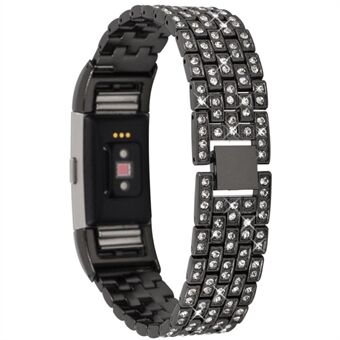 Metal Rhinestone Decor Watch Band for Fitbit Charge 2