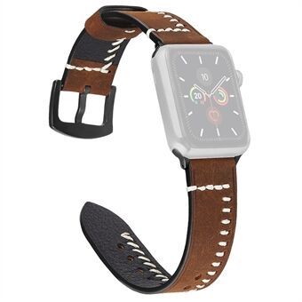 Ekte lærhåndsømmer Style Watch Band for Apple Watch Series 6 / SE / 5/4 40mm / Series 3/2/1 Watch 38mm