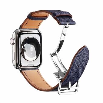 Folding Buckle Ekte skinn Smart Watch Strap [Silver Buckle] for Apple Watch SE / Series 6/5/4 40MM / Series 3/2/1 38mm