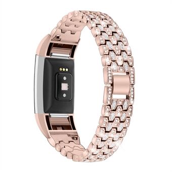Rhinestone Decor Zinc Alloy Smart Watch Band Rem Erstatning for Fitbit Charge 2