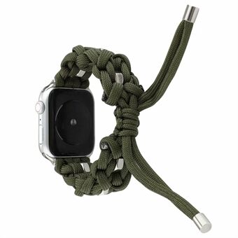 Woven Nylon + Steel Ring Watch Erstatning Band for Apple Watch Series 6/5/4 / SE 44mm, Series 3/2/1 42mm