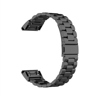 26mm erstatning tre perler rustfritt Steel armbåndsur til Garmin Fenix 6X - svart