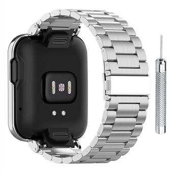 Integrert tre perler 304 rustfritt Steel erstatningsklokkerem med urkassebeskytter for Xiaomi Redmi Watch / Mi Watch Lite - Sølv