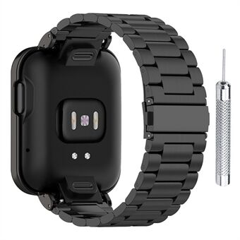 304 rustfritt Steel klokkerem med tre perler med urkassebeskytter + installasjonsverktøy for Xiaomi Redmi Watch / Mi Watch Lite - Svart