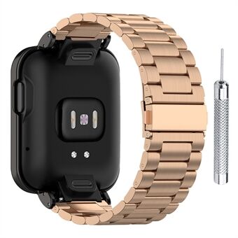 Erstatning 304 rustfritt Steel tre perler klokkerem med urkassebeskytter + installasjonsverktøy for Xiaomi Redmi Watch / Mi Watch Lite
