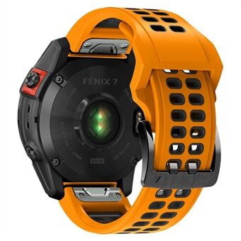 For Garmin Fenix 7X Dual-color to rader hull silikon Quick klokkebånd håndleddsrem 26 mm