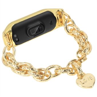 For Xiaomi Mi Band 4/3 Smart Watch-erstatningsstropp Rustfritt Steel -kjedearmbånd med Love
