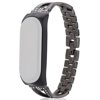 For Xiaomi Mi Band 3/4 Smart Watch X Design klokkerem i rustfritt Steel med Rhinestone-dekor