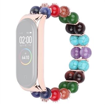 For Xiaomi Mi Band 5/6 fargerik steinklokkerem med to rader perler dekorert håndleddsrem Smart