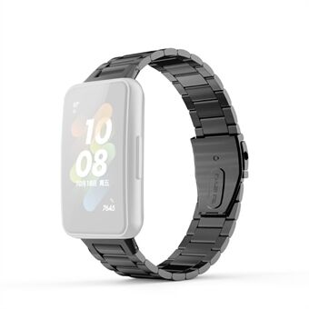 For Huawei Band 7 Three Beads Rustfritt Steel Smart Watch Band erstatning Anti-slitasje håndleddsrem - svart