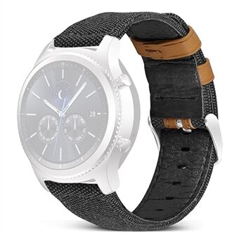 For Samsung Galaxy Watch 5 40 mm / 44 mm / Watch 5 Pro 45 mm klokkerem 20 mm lerretsbelagt håndleddsrem i ekte lær