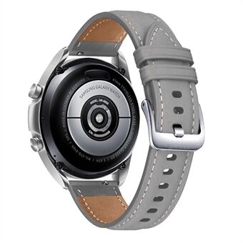 For Samsung Galaxy Watch3 41 mm / Huawei Watch GT 2 42 mm klokkerem i ekte skinn 20 mm armbånd med sølvspenne